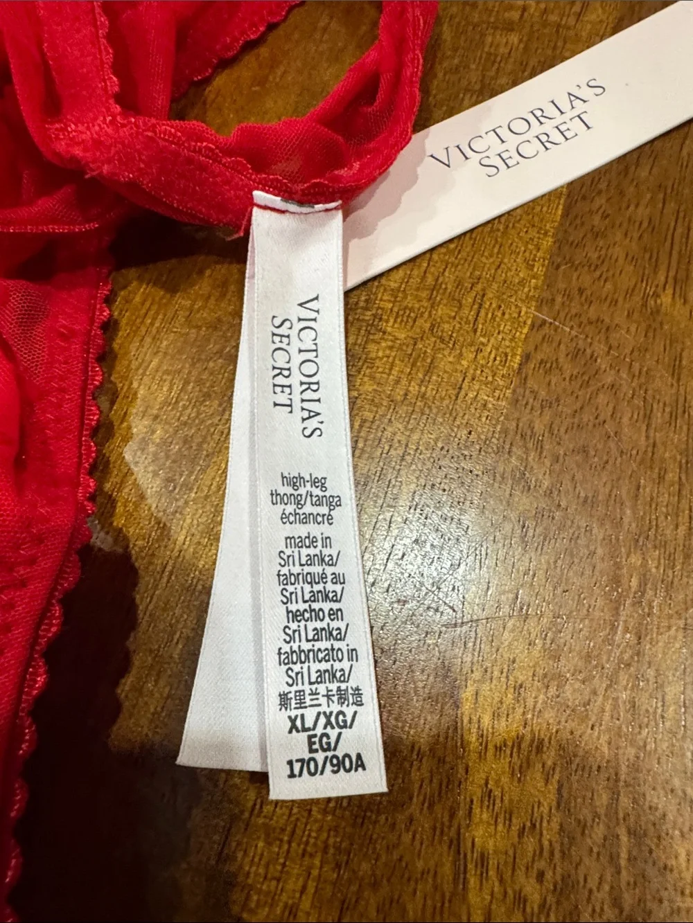 NWT Victorias Secret Red Sheer Lace w/ bell Tie-Side Thong